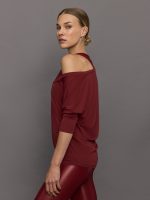 Long Sleeve Off Shoulder Tee - Red Dahlia - Image 4