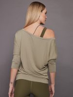 Long Sleeve Off Shoulder Tee - Silversage - Image 3
