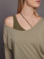 Long Sleeve Off Shoulder Tee - Silversage - Image 5