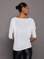 Long Sleeve Off Shoulder Tee - White - Image 4