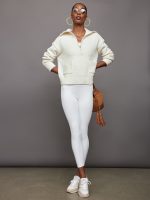 Half Zip Boucle Pullover - Winter White - Image 5