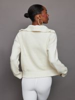 Half Zip Boucle Pullover - Winter White - Image 3