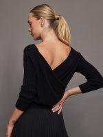 Wrap Sweater - Black - Image 4