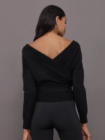 Cross Over Sweater - Black - Image 3