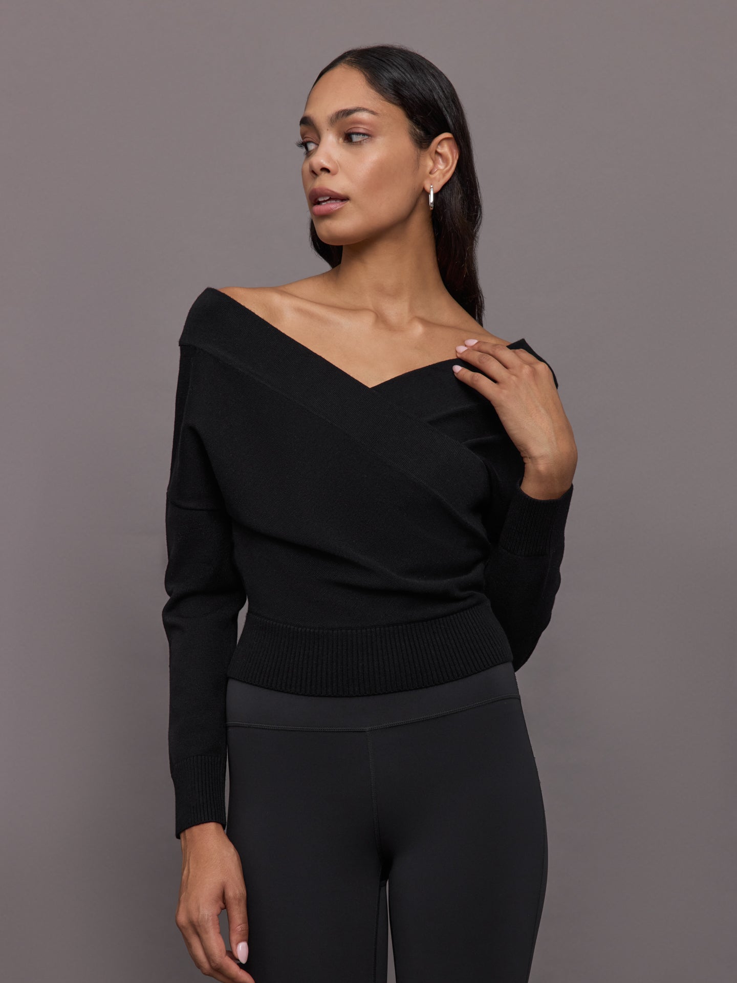 CARB-YD6036R-BLK-24FAL-Cross-Over-Sweater-color-black4-Edit Cross Over Sweater - Black - Image 1
