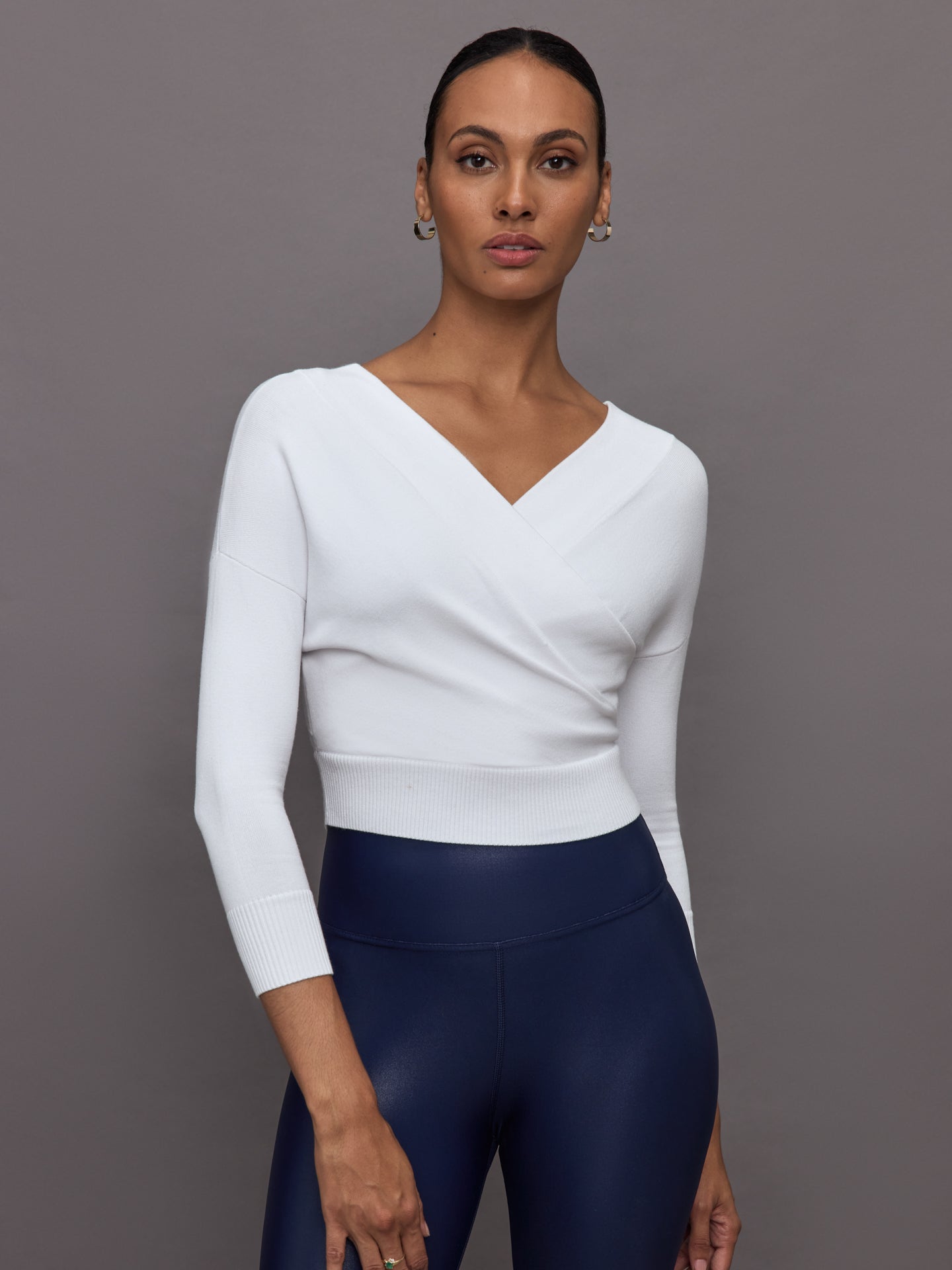 CARB-YD6036R-WHT-24FAL-Cross-Over-Sweater-color-Winter-White_8509-Edit-1 Cross Over Sweater - Winter White - Image 1