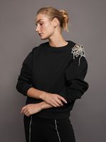 Rhinestone Cut Out Sweatshirt - Black - Image 3