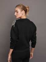 Rhinestone Cut Out Sweatshirt - Black - Image 4