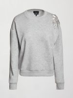 Rhinestone Cut Out Sweatshirt - Heather Grey - Image 7