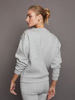 Rhinestone Cut Out Sweatshirt - Heather Grey - Image 5