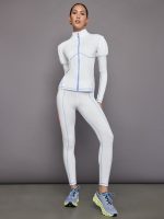 High Rise Fleece Back Seam Legging - White - Image 3