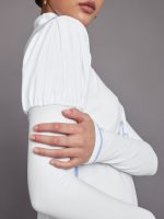Puff Sleeve Full Zip Top - White/ Sweet Lavender - Image 3