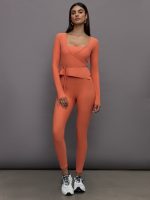 Long Sleeve Tie Top in Melt - Burnt Sienna - Image 13