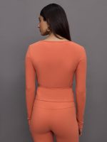 Long Sleeve Tie Top in Melt - Burnt Sienna - Image 6