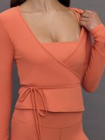 Long Sleeve Tie Top in Melt - Burnt Sienna - Image 8