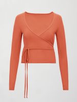 Long Sleeve Tie Top in Melt - Burnt Sienna - Image 12