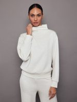 Cowl Neck Knit Sweatshirt in Interlock - Moonbeam Heather - Image 4