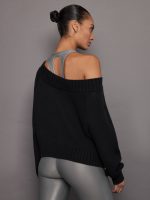 Slouchy Knit Sweater - Black - Image 5