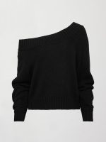 Slouchy Knit Sweater - Black - Image 7
