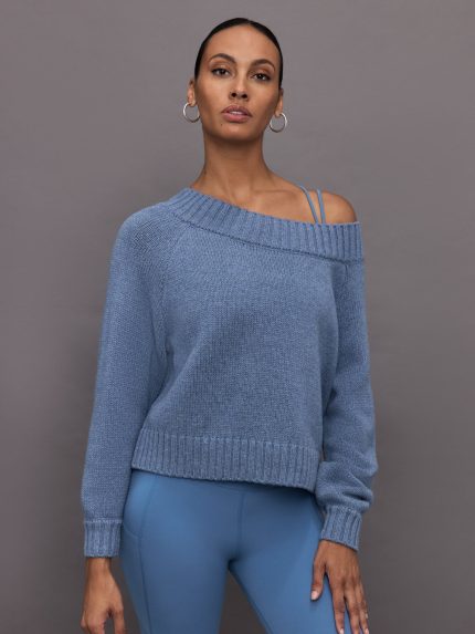 Slouchy Off Shoulder Sweater - Heather Coronet