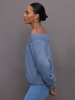Slouchy Off Shoulder Sweater - Heather Coronet - Image 4