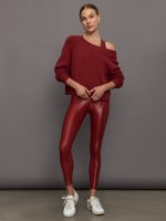 Slouchy Off Shoulder Sweater - Red Dahlia - Image 7