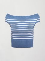 Short Sleeve Sweater - Quiet Harbor/ White Stripe - Image 7