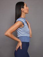 Short Sleeve Sweater - Quiet Harbor/ White Stripe - Image 4