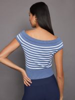 Short Sleeve Sweater - Quiet Harbor/ White Stripe - Image 3