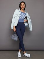 Short Sleeve Sweater - Quiet Harbor/ White Stripe - Image 6