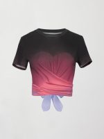Ombre Cap Sleeve Wrap Tee - Black Ombre - Image 7