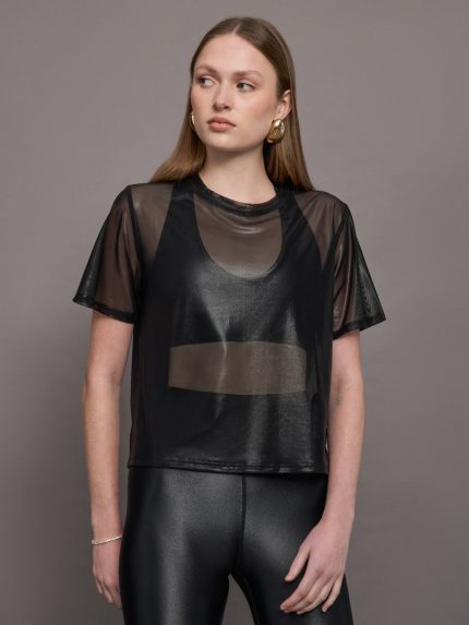 Liquid Mesh Tee Shirt - Black