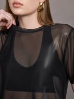 Liquid Mesh Tee Shirt - Black - Image 4