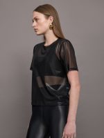 Liquid Mesh Tee Shirt - Black - Image 6