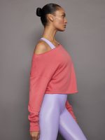 Off Shoulder Raw Edge Sweatshirt in French Terry - Honeysuckle - Image 5