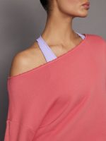 Off Shoulder Raw Edge Sweatshirt in French Terry - Honeysuckle - Image 6