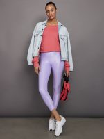 Off Shoulder Raw Edge Sweatshirt in French Terry - Honeysuckle - Image 3