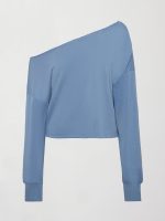 Off Shoulder Raw Edge Sweatshirt in French Terry - Quiet Harbor - Image 8