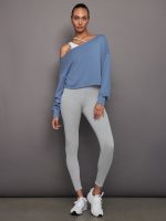 Off Shoulder Raw Edge Sweatshirt in French Terry - Quiet Harbor - Image 7