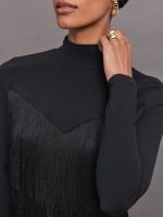 Fringe Mock Neck in Melt - Black - Image 5