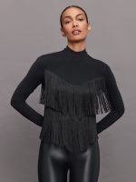 Fringe Mock Neck in Melt - Black - Image 3