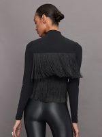 Fringe Mock Neck in Melt - Black - Image 6