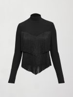 Fringe Mock Neck in Melt - Black - Image 8