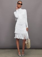 Fringe Mock Neck in Melt - White - Image 3