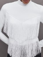 Fringe Mock Neck in Melt - White - Image 6