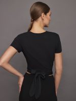 Cap Sleeve Top - Black - Image 5