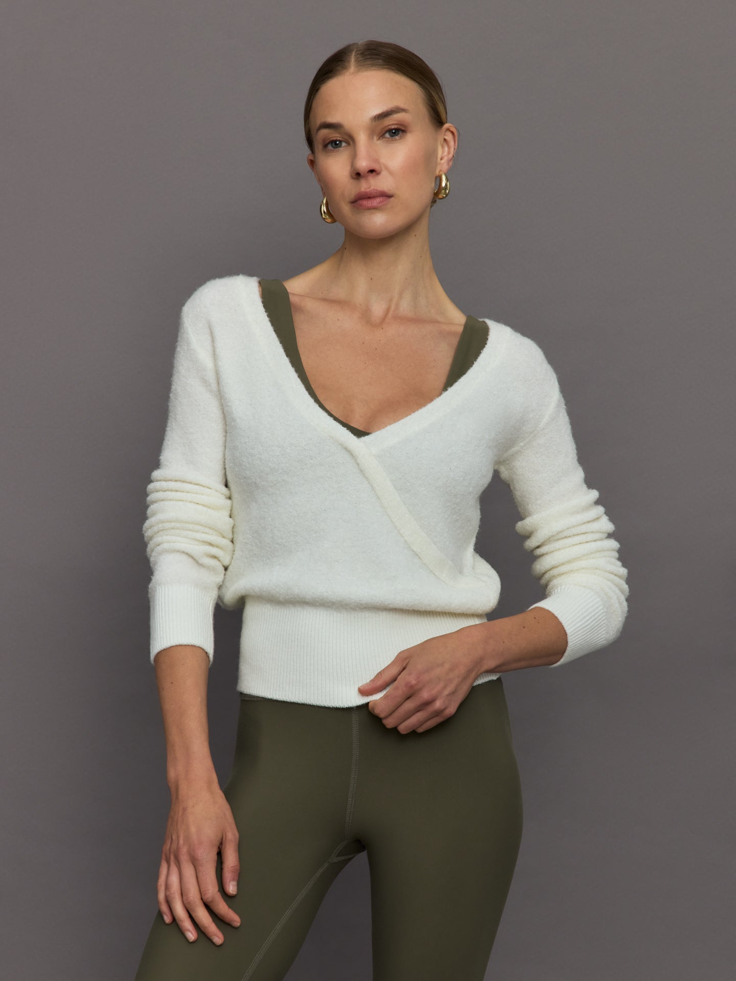 CARB-YD6106-IVRY-24FAL-Reversible-Boucle-Sweater-color-Off-White_11705-Edit Reversible Boucle Sweater - Off White - Image 1