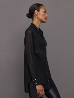 Collared High Low Tunic - Black - Image 4