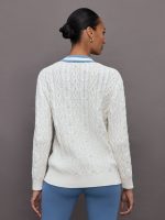 Varsity Cable Knit Cardigan - Cream - Image 6