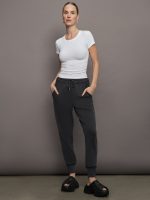 Cap Sleeve Ruched Top in Ribbed Jersey - White - Image 3